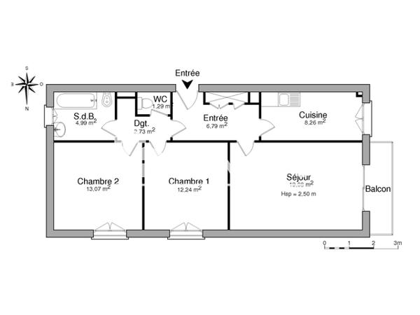 Location Appartement 3 pièces 68.45 m² - 33 CHEMIN DE LANNEDARRE Lourdes 65100