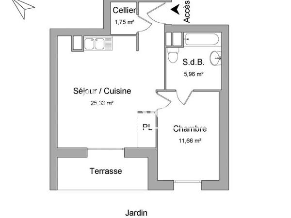 Location Appartement 2 pièces 44.78 m² - RESIDENCE CASTEL ST CYR St Cyr Sur Loire 37540