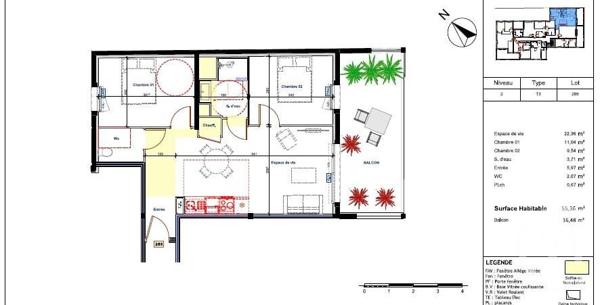 Appartement F3 à vendre  3 pièces - 55,40 m2 ARGELES SUR MER - 66
