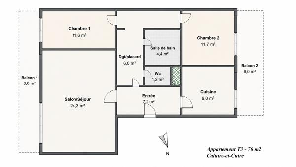 Appartement
         3 pièces
        - 76 m² Exclusivité 195 000 € *