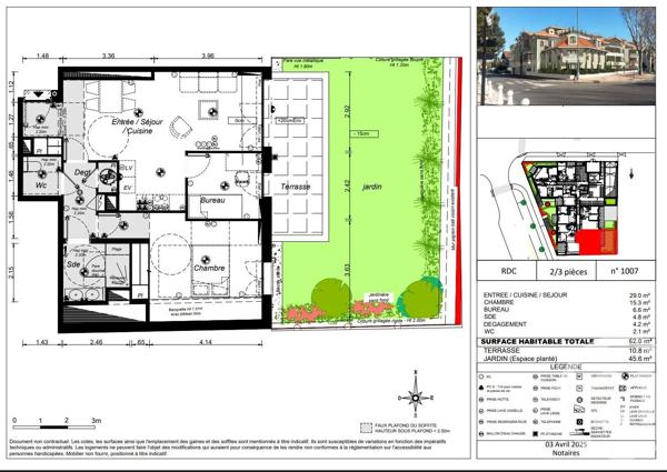 Appartement T3 à vendre  3 pièces - 62 m 2   ARCACHON  - 33