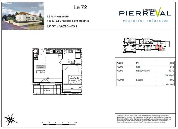 A206 - La Chapelle-Saint-Mesmin - Appartement neuf 2 pièces de 40m2