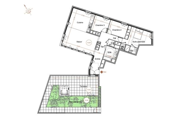 NANTES EST 44300 - NANTES ERDRE - PENTHOUSE D’EXCEPTION - TERRASSE - JARDIN - VUE DEGAGEE - SANS VIS A VIS - 2 PARKING - CAVE - DPE B 2024 - PMR