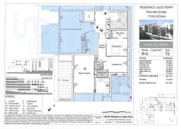 Appartement à vendre 3 pièces 70,02 m² Royan