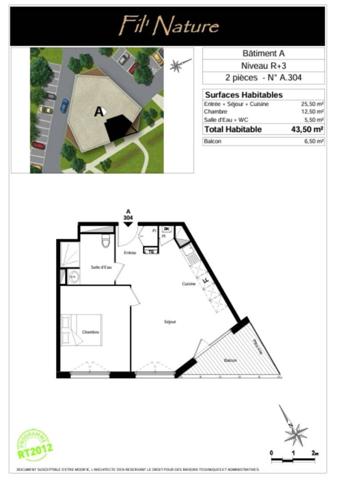 Appartement 2 pièces 43 m²