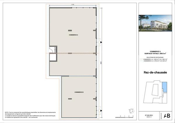 Secteur Monteux 84170-  Local commercial 259,50 m² divisible