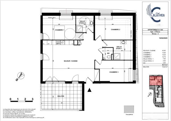 Appartement 4 pièces  98 m² avec terrasse - Dernier étage