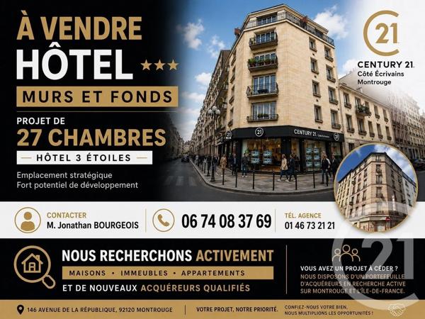 Immeuble à vendre  416 m 2   MALAKOFF  - 92