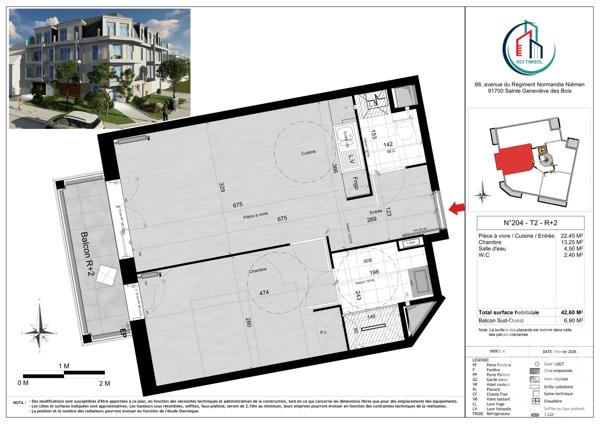 Appartement F2 à vendre  2 pièces - 42,60 m 2   STE GENEVIEVE DES BOIS  - 91